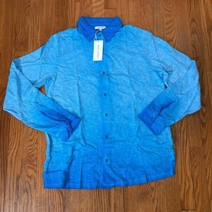 Cotton Citizen Presley Long Sleeve Button Down‎ Shirt Azure Blue Men's L NWT